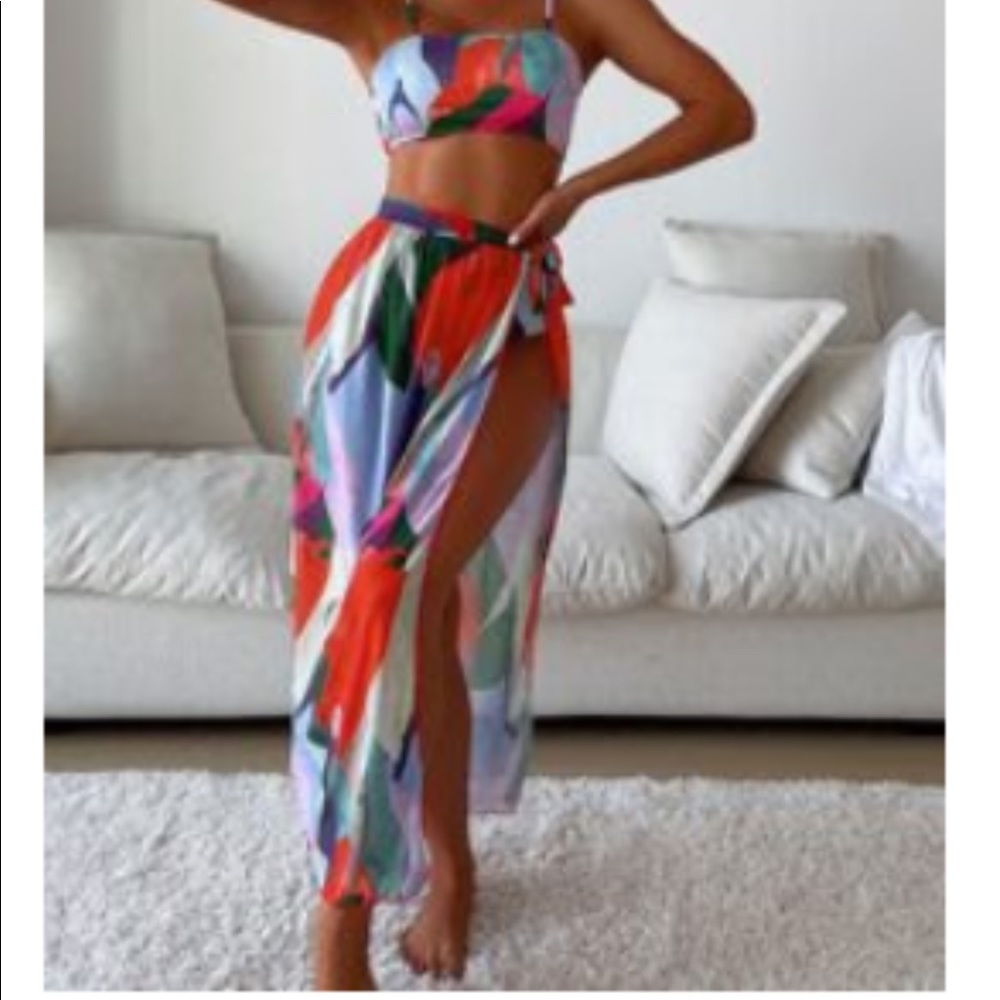 3 piece swimsuit set with cover up